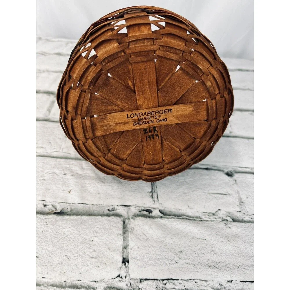 1989 Longaberger All American Stitching Basket w/Stationary Handle 7RD x 3H